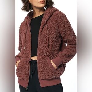 Marc New York | Teddy Faux Shearling Muave Zip Up Sweater Extra Large